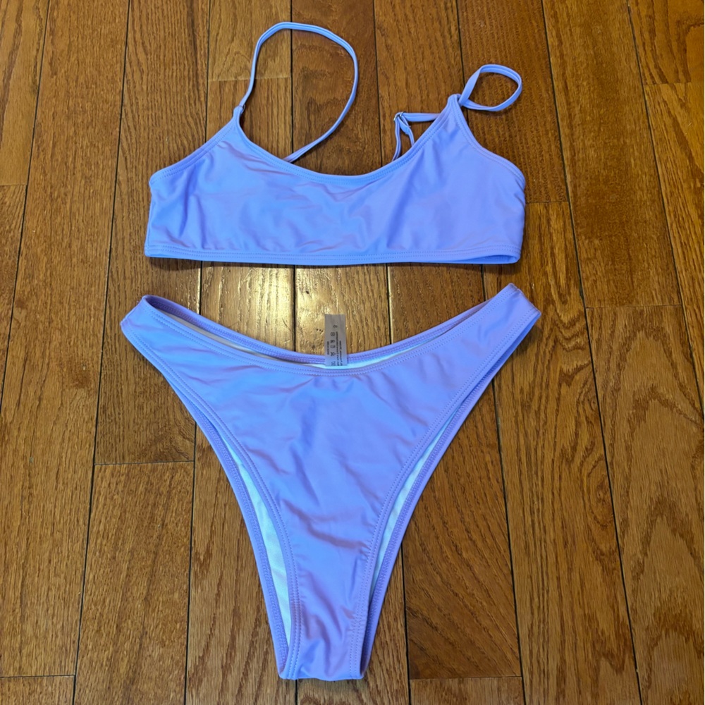 Light Purple Triangle Bottom Bikini Swimsuit Set